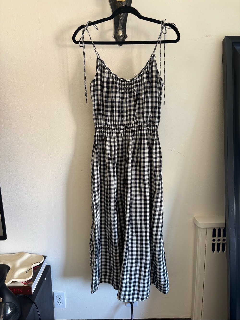 Doen leslie tie detailed smocked gingham voile dress